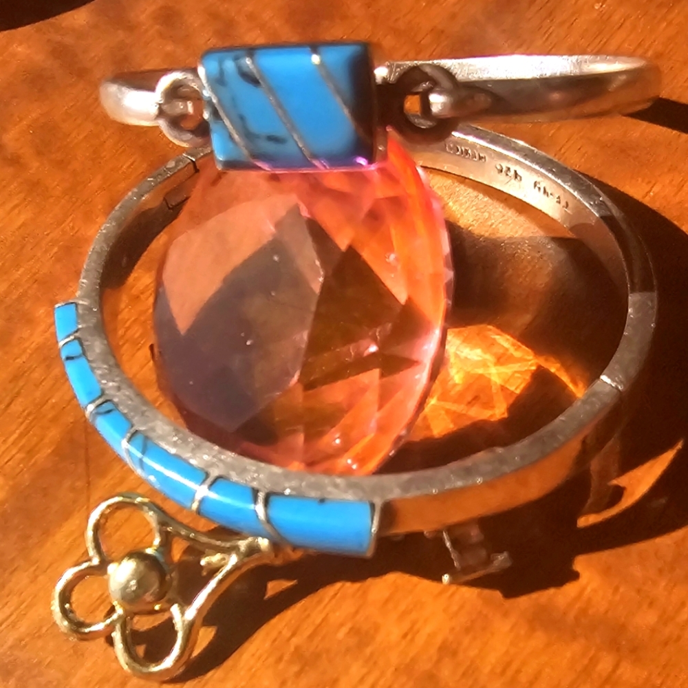 Rare Sterling silver turquoise bracelet set